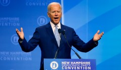 Biden coughs repeatedly and calls Trump ‘President Hump’ at New Hampshire Democratic gathering