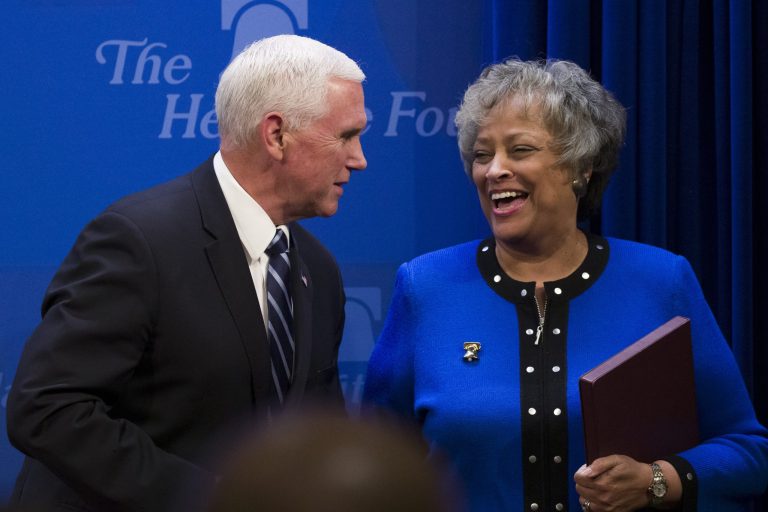 Heritage Foundation President Kay Coles James said the think tank is readying to battle proponents of socialism. At an annual meeting, Vice President Pence is scheduled to give a keynote address Tuesday night.