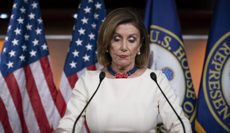 Speaker of the House Nancy Pelosi, D-Calif., addresses reporters at the Capitol in Washington, Thursday, Sept. 26, 2019.