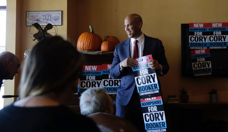 Democratic presidential candidate Sen. Cory Booker, D-N.J., campaigns Friday, Nov. 15, 2019, in Derry, N.H.