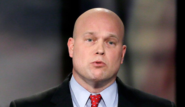 Matt Whitaker speaks during a debate in Johnston, Iowa. 