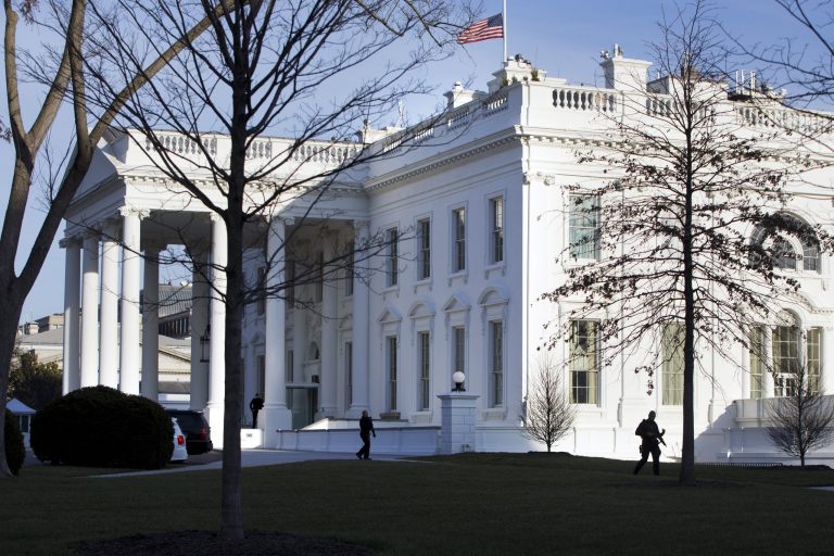 The North Lawn of the White House is pictured above.