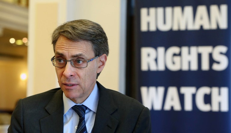 Human Rights Watchâs Executive Director Kenneth Roth, speaks during an interview with the Associated Press in Beirut, Lebanon, Thursday, Jan. 29, 2015.