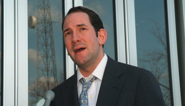 Matt Drudge, author of the "Drudge Report," a daily barrage of breaking news, gossip and politics available on the internet, pauses outside the NBC studios after his appearance on NBC's "Meet the Press" Sunday, Jan. 25, 1998, in Washington.