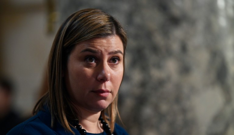 Rep. Elissa Slotkin (D-MI) does a television interview on Capitol Hill in Washington, Wednesday, Dec. 18, 2019. 