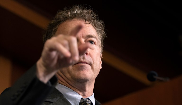 Rand Paul reads out his question naming alleged whistleblower Eric Ciaramella