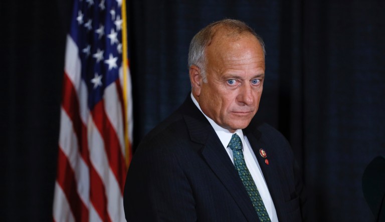 U.S. Rep. Steve King, R-Iowa, listens to a question during a news conference, Friday, Aug. 23, 2019, in Des Moines, Iowa. 