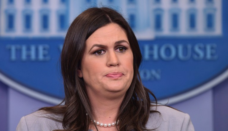 White House press secretary Sarah Sanders listens to questions during the daily briefing at the White House on March 7, 2018.