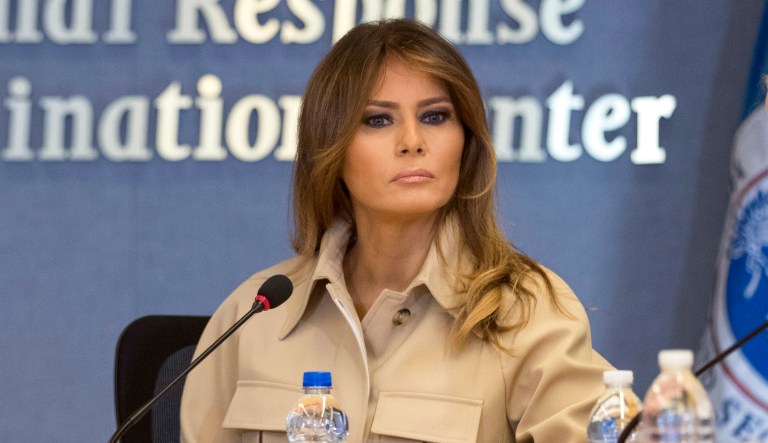 First lady Melania Trump at a briefing on this year's hurricane season at the Federal Emergency Management Agency Headquarters. 