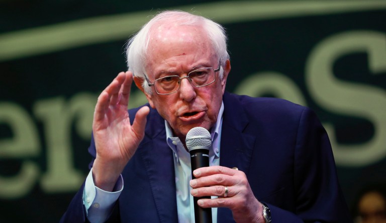 Democratic presidential candidate Sen. Bernie Sanders speaks at an event.