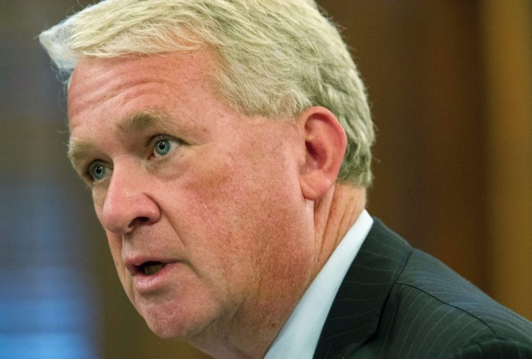 Illinois House Minority Leader Jim Durkin, R-Western Springs, addresses the Special Investigating Committee II at the Illinois Capitol Thursday, Sept. 10, 2020, in Springfield, Ill. The committee is looking into House Speaker Michael Madigan's role in a bribery scandal involving utility giant Commonwealth Edison. 