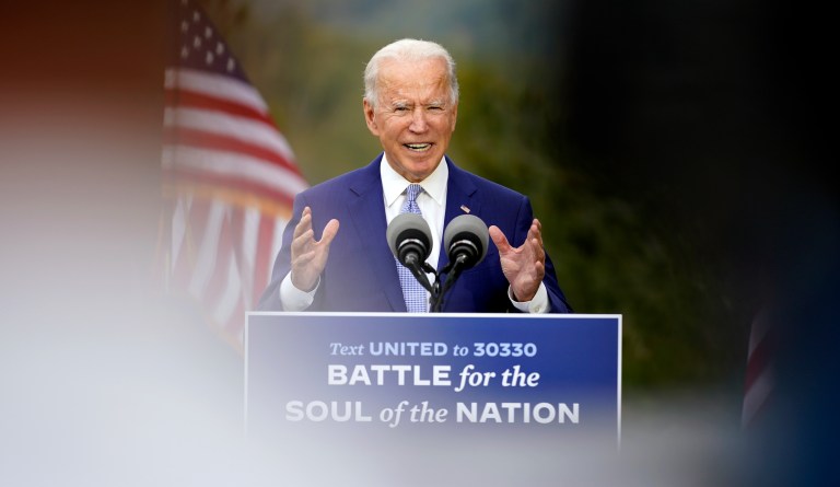 Joe Biden introduces himself as Kamala Harris’s running mate in Atlanta