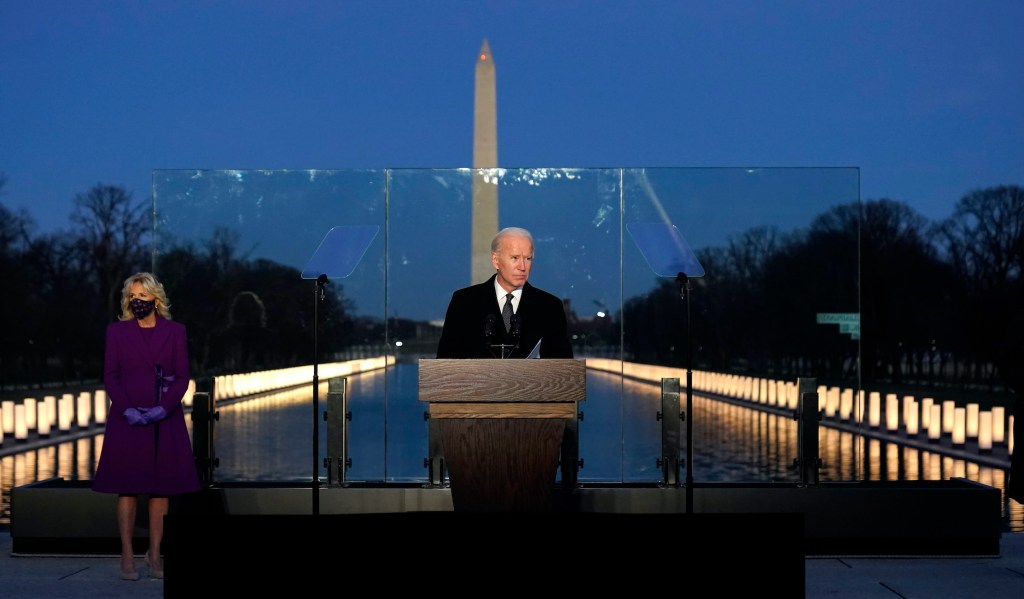 Biden leads COVID-19 service with sunset tribute to 400,000 dead