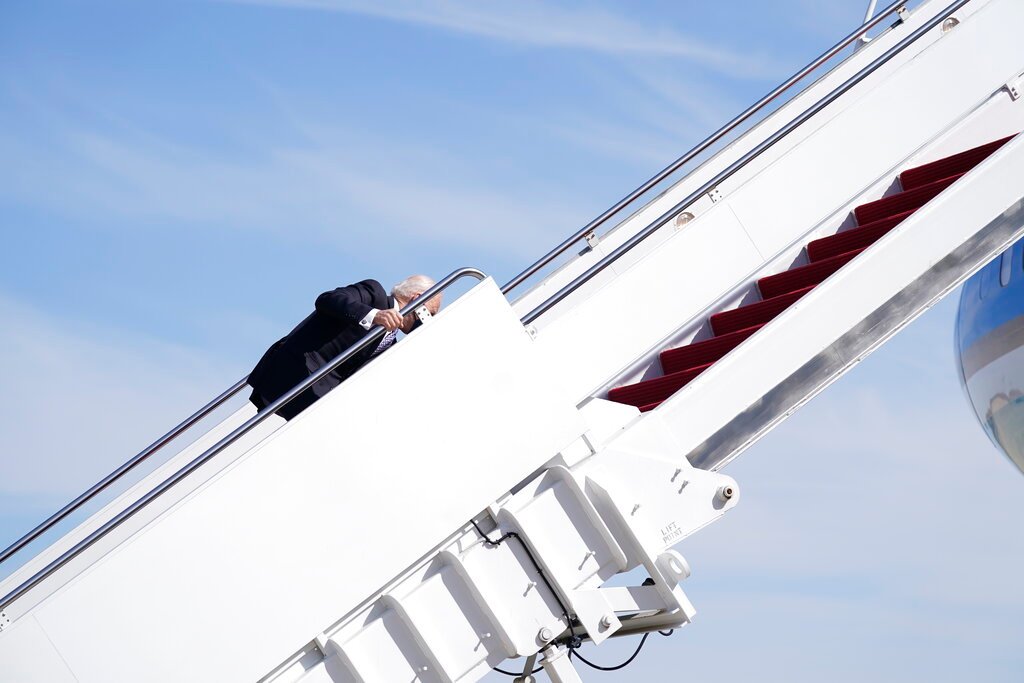 Now, White House blames ‘tricky’ steps for Biden’s Air Force One fall