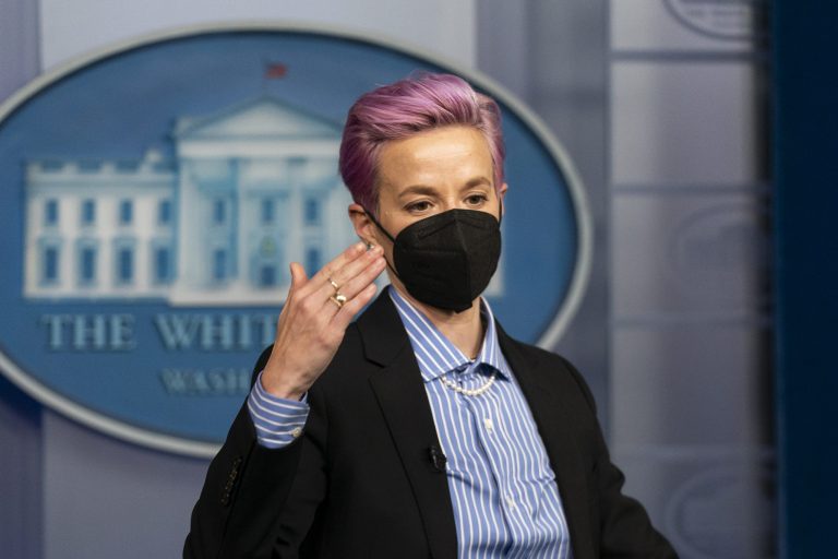 ‘Maybe one of these days’: Megan Rapinoe floats presidential run at Biden equal pay event