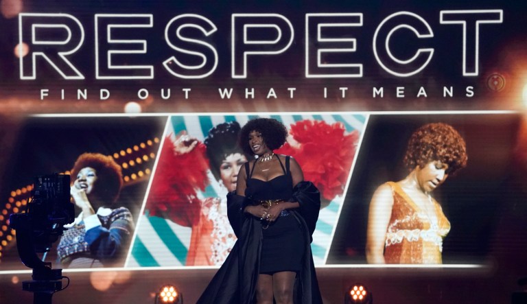 Jennifer Hudson presents a tribute to Aretha Franklin at the BET Awards on Sunday, June 27, 2021, at the Microsoft Theater in Los Angeles.