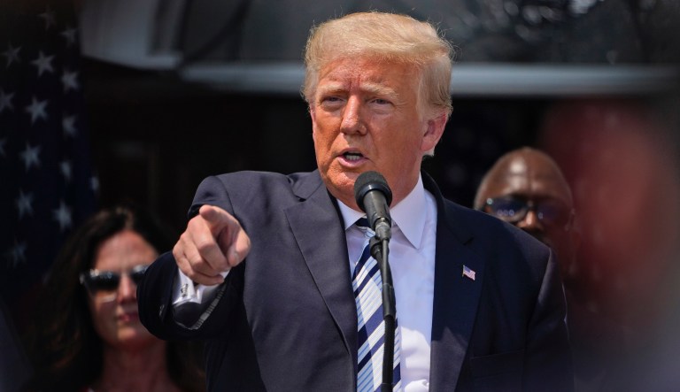Former President Donald Trump speaks at Trump National Golf Club in Bedminster, N.J., Wednesday, July 7, 2021.
