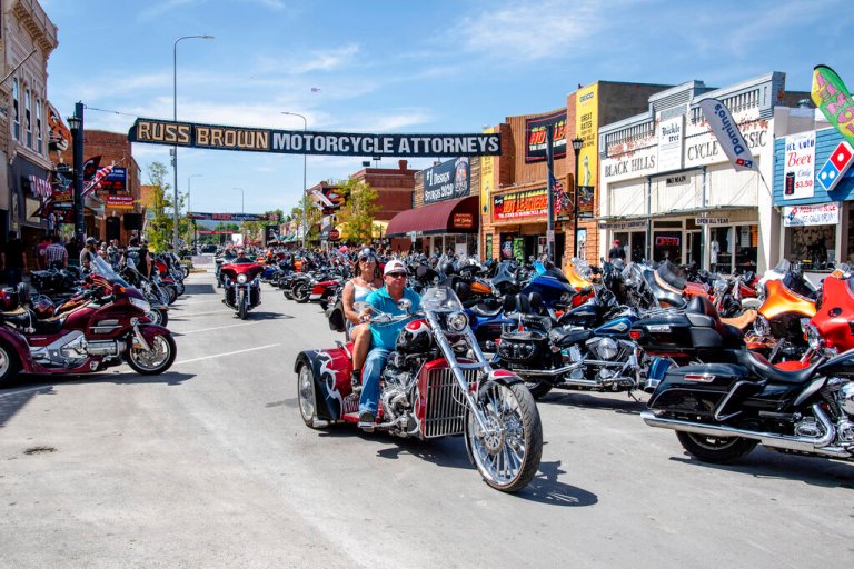 Saturday, Aug. 15, 2020, Bikers ride down Main Street during the 80th annual Sturgis Motorcycle Rally in Sturgis, S.D. 