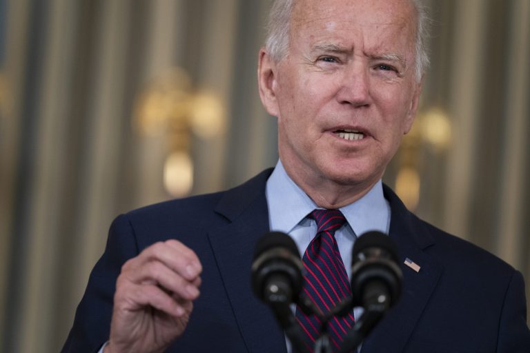 President Joe Biden delivers remarks on the debt ceiling during an event in the State Dining Room of the White House, Monday, Oct. 4, 2021, in Washington.