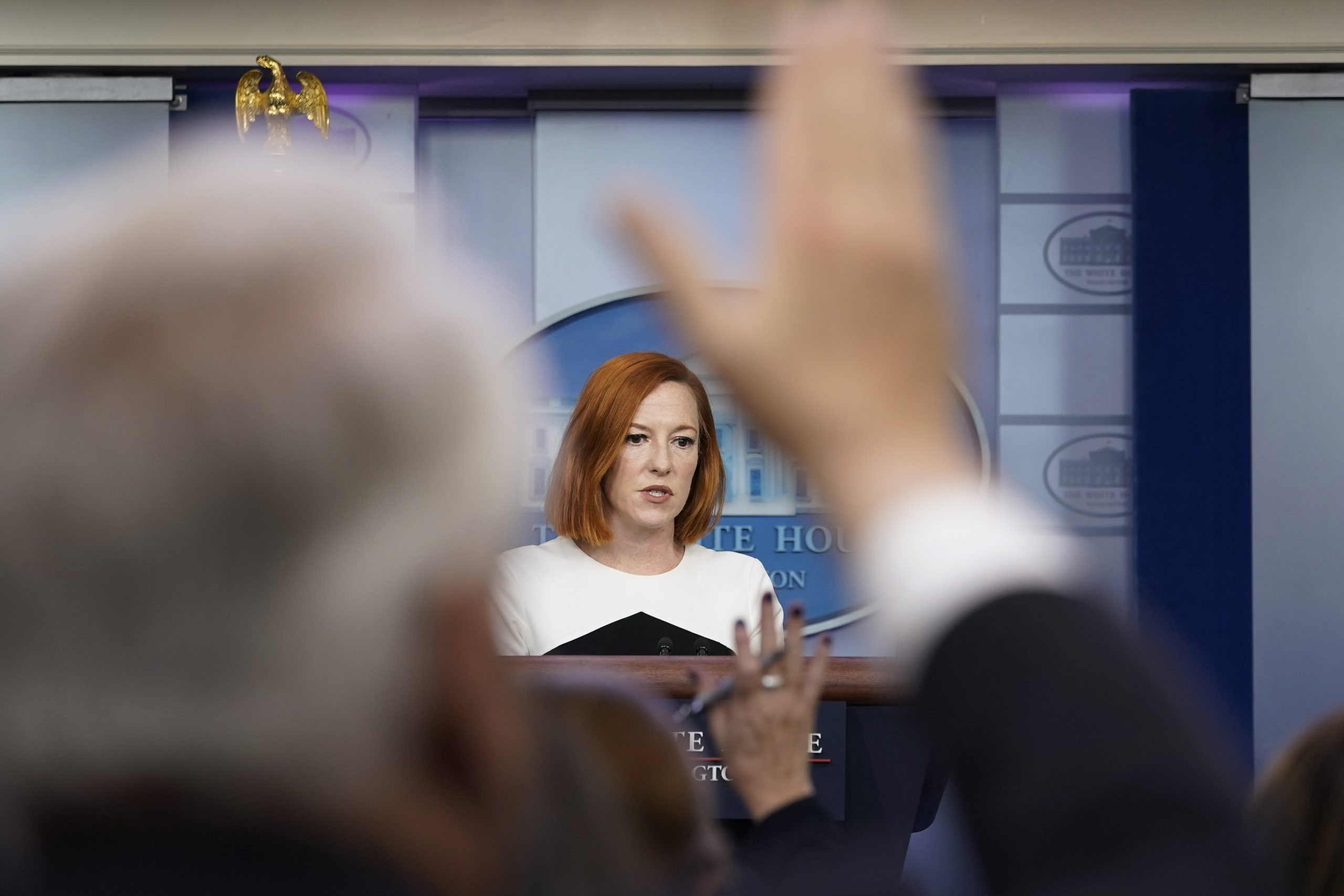 Psaki spotlights Harris at White House briefing