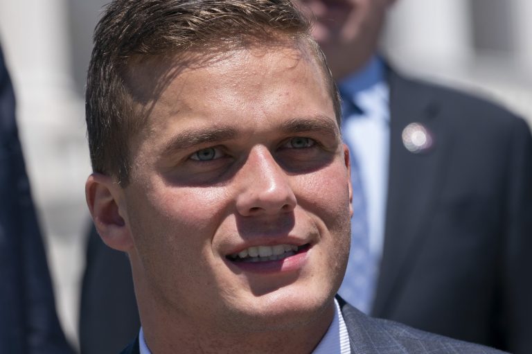 Rep. Madison Cawthorn, R-N.C., speaks during a news conference with Republican members of the House on June 17, 2021. (AP Photo/Jacquelyn Martin, File)