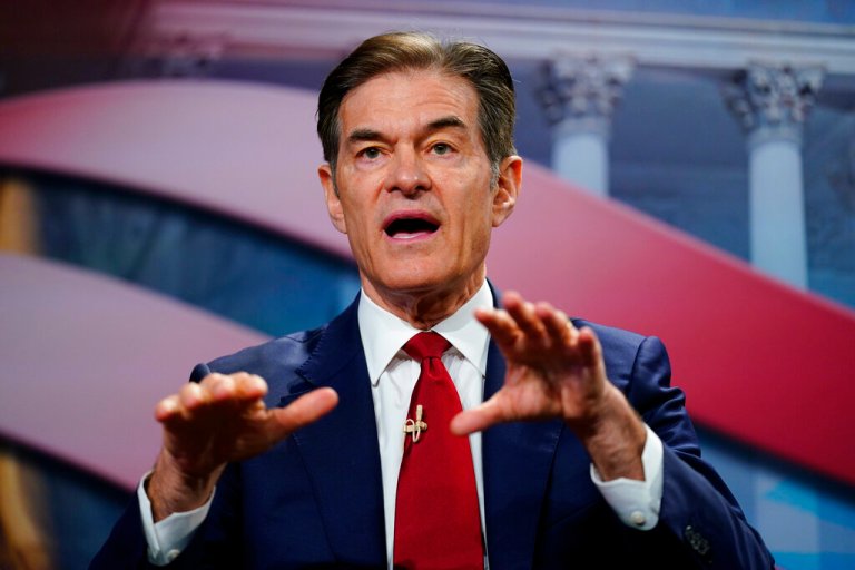 FILE - Mehmet Oz takes part in a forum for Republican candidates for U.S. Senate in Pennsylvania on April 25. (AP Photo/Matt Rourke, File)