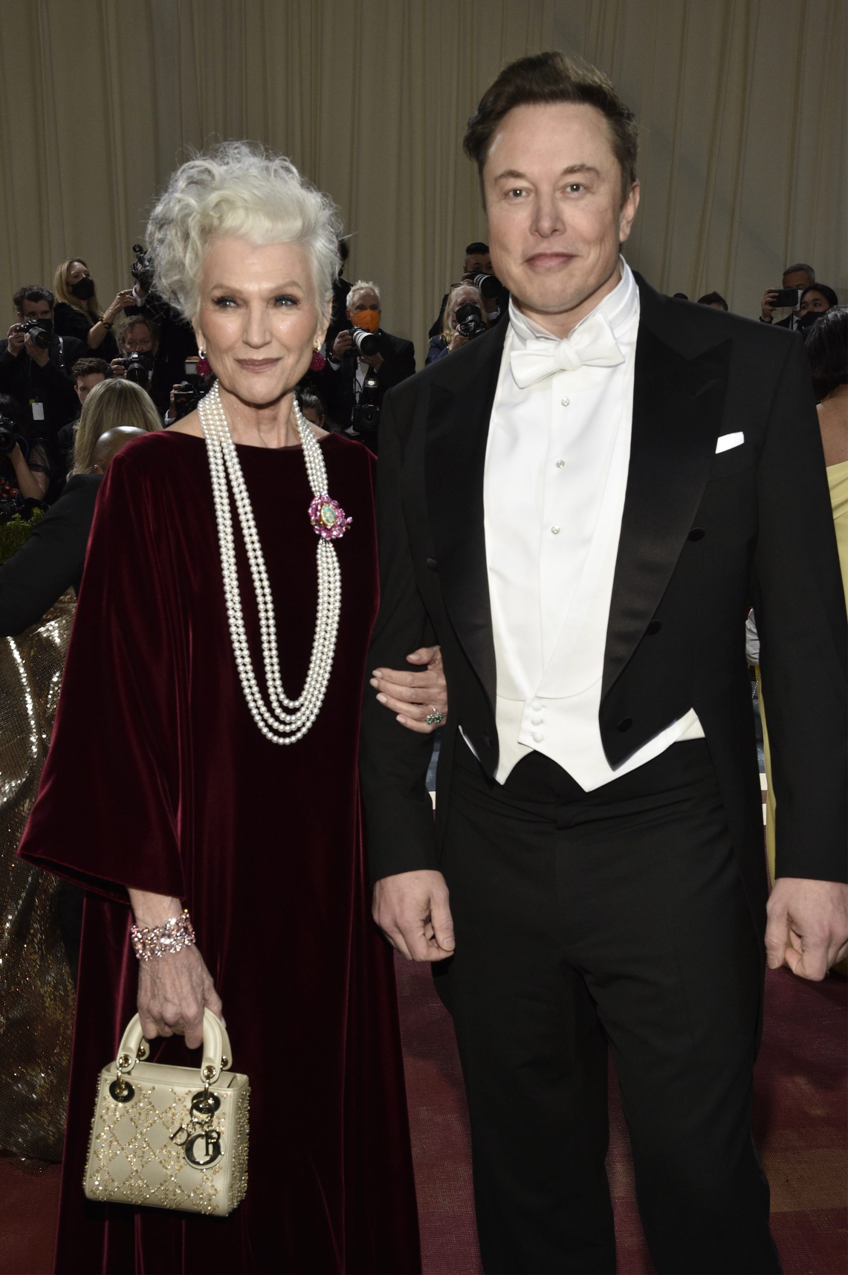 Maye Musk (left) and Elon Musk attend The Metropolitan Museum of Art's Costume Institute benefit gala celebrating the opening of the "In America: An Anthology of Fashion" exhibition on Monday in New York. 