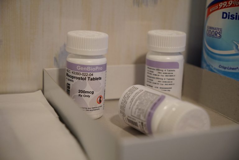 Bottles of the drug misoprostol sit on a table at the West Alabama Women's Center on Tuesday, March 15, 2022 in Tuscaloosa, Ala. Misoprostol is used for a number of purposes, including as the second step in a medication abortion. The abortion pill mifepristone is the primary drug used for medication abortion, by blocking a hormone needed for pregnancy to continue. Misoprostol is then used to cause cramping that empties the womb. 