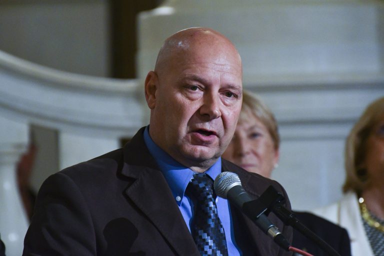 Doug Mastriano, speaks at an event on July 1, 2022, at the state Capitol in Harrisburg, Pa. Mastriano, Pennsylvania's Republican nominee for governor, is suing the congressional committee investigating the Jan. 6, 2021, attack on the U.S. Capitol, contesting its legal ability to force him to answer questions about it. The lawsuit filed by Mastriano on Sept. 1, contends that the committee lacks House Republican appointees, and doesn't comply with House rules for conducting a compelled deposition of witnesses.
