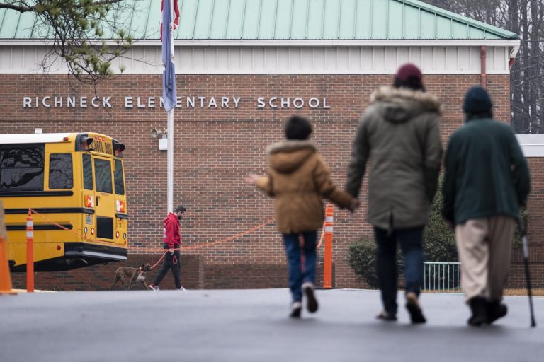 Students return to Richneck Elementary in Newport News, Virginia.