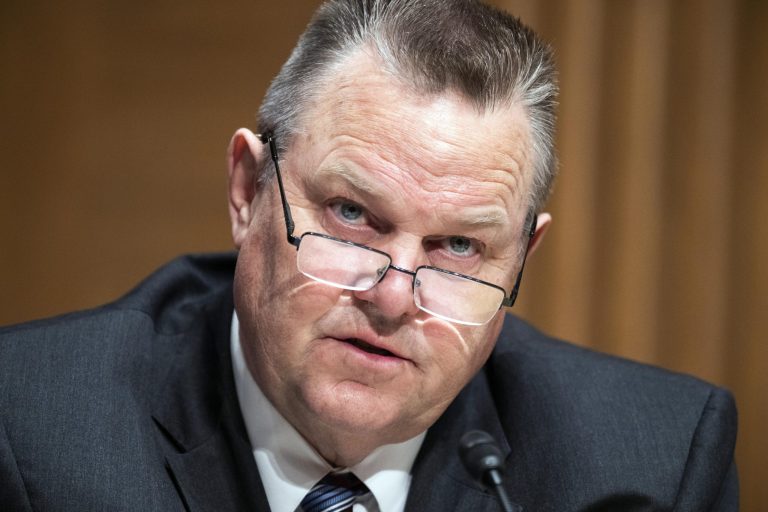 Sen. Jon Tester, D-Mont., questions Treasury Secretary Janet Yellen as she testifies before the Senate Banking, Housing, and Urban Affairs Committee hearing, Tuesday, May 10, 2022, on Capitol Hill in Washington. The Montana Democrat is expected to announce Wednesday, Feb. 22, 2023, that he will seek re-election to a fourth term. 