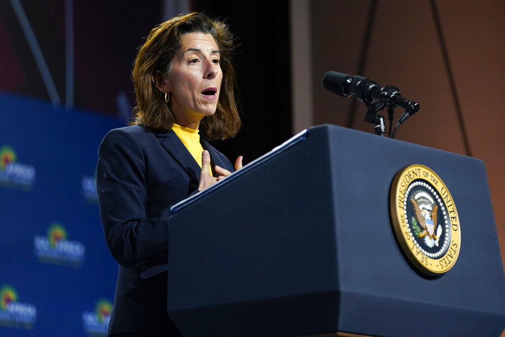 Commerce Secretary Gina Raimondo announces plans for two semiconductor factory hubs