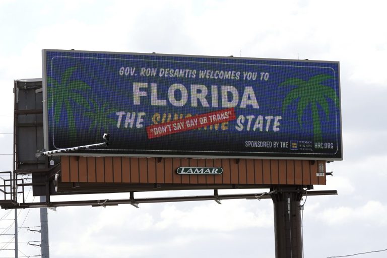 A new billboard welcoming visitors to 