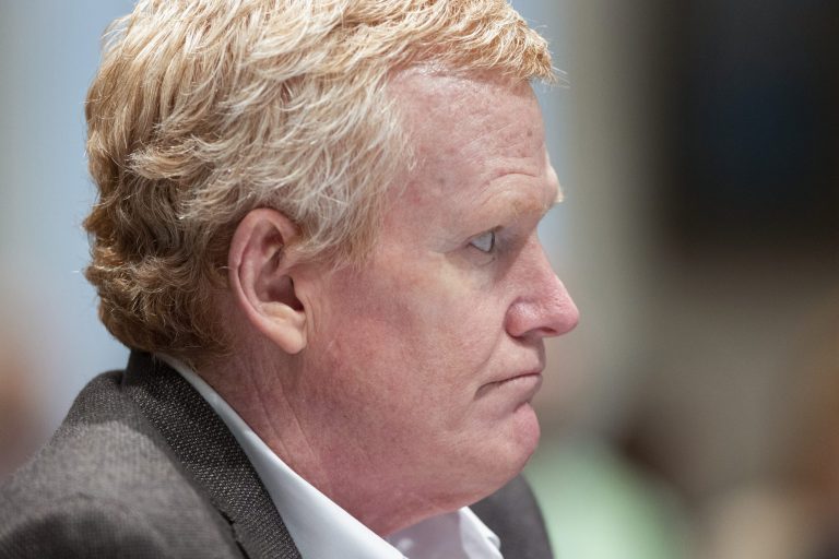Defendant Alex Murdaugh listens as Judge Clifton Newman charges the jury before they begin deliberation in Murdaugh's double murder trial at the Colleton County Courthouse, Thursday, March 2, 2023, in Walterboro, S.C