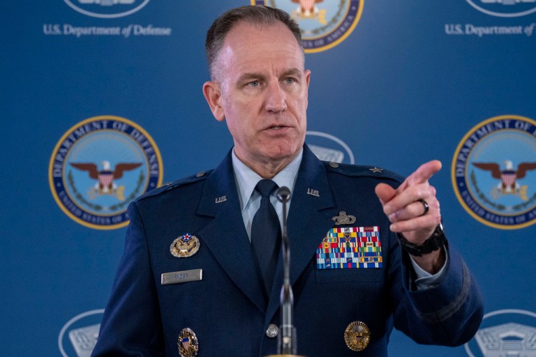 Pentagon spokesman U.S. Air Force Brig. Gen. Patrick Ryder speaks during a media briefing at the Pentagon, Friday, March 24, 2023, in Washington.