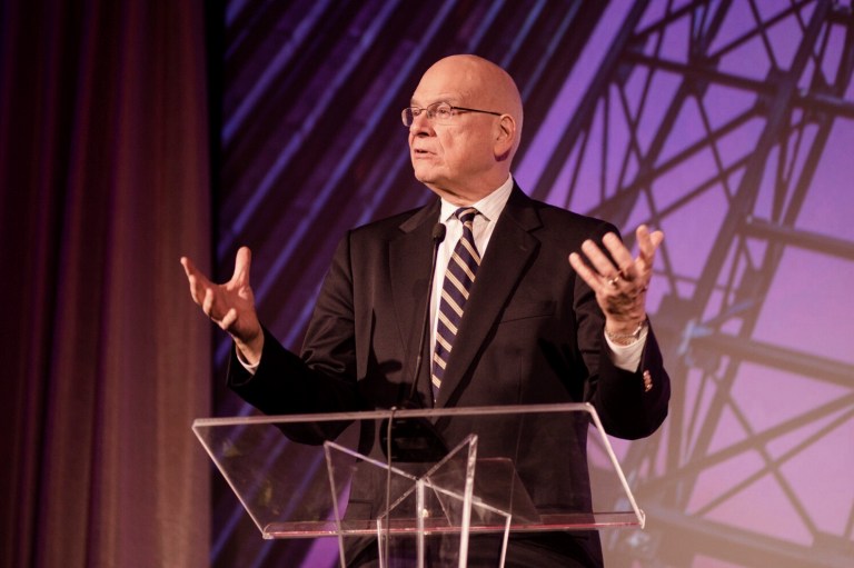 In this undated photo, pastor and author Timothy Keller speaks at an engagement. Keller died Friday, May 19, 2023, at the age of 72. 