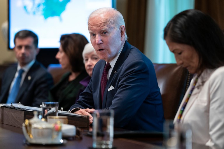 President Joe Biden speaks during a cabinet meeting at the White House, Tuesday, June 6, 2023, in Washington.