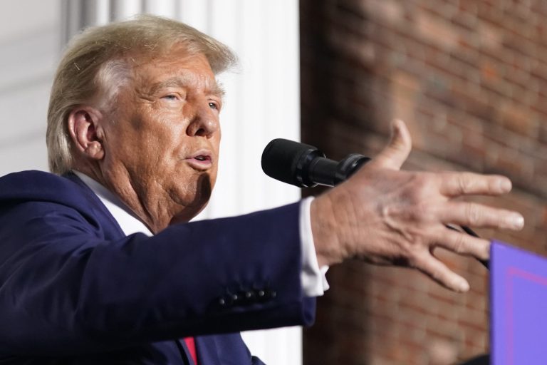 Former President Donald Trump speaks at Trump National Golf Club in Bedminster, N.J., Tuesday, June 13, 2023, after pleading not guilty in a Miami courtroom earlier in the day to dozens of felony counts that he hoarded classified documents and refused government demands to give them back. 