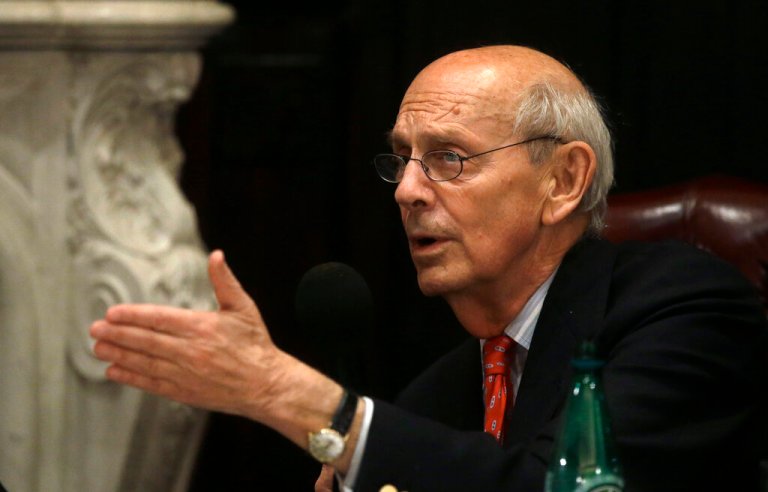 United States Supreme Court Justice Stephen Breyer speaks to an audience at the French Cultural Center, Monday, Feb. 13, 2017, in Boston, during a forum called From the Bench to the Sketchbook.