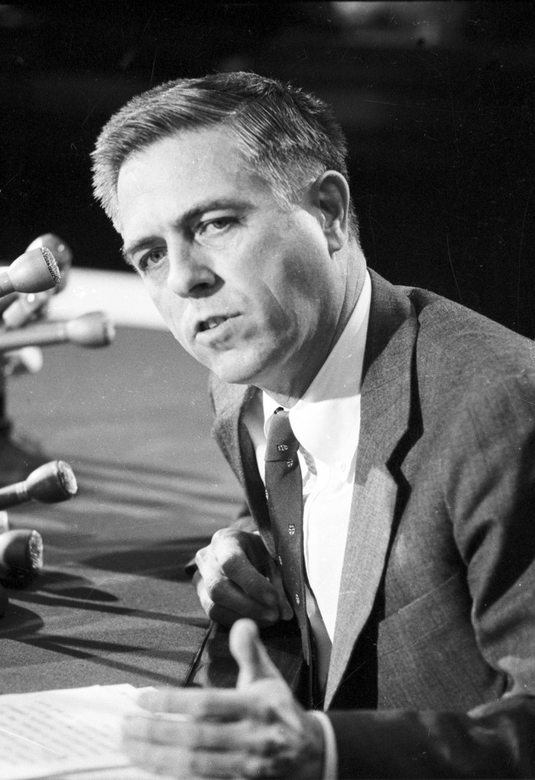 U.S. Senator James L. Buckley, R-NY,  testifies in Washington in this March 21, 1975 photo. 