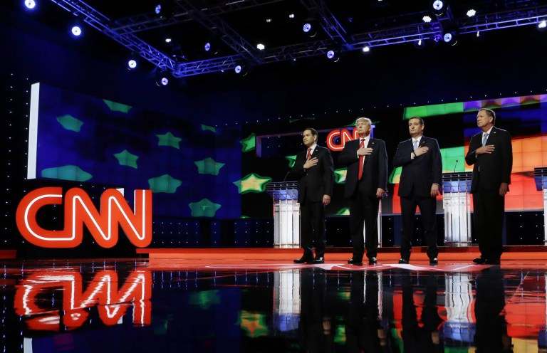 CNN drew 11.9 million viewers to the 12th Republican debate, the lowest viewership the network has seen since the first debate it hosted in September.(AP Photo/Alan Diaz)