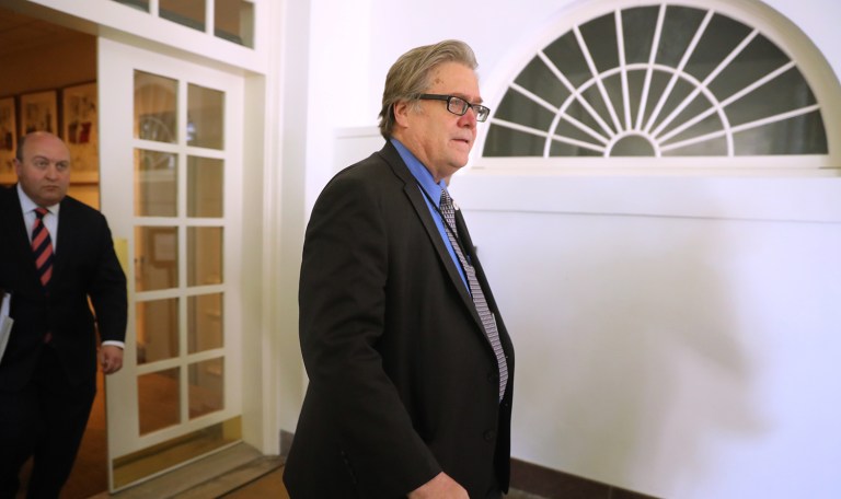 Trump has not met with Bannon in more than a week, but he still has some influence. (AP Photo/Andrew Harnik)
