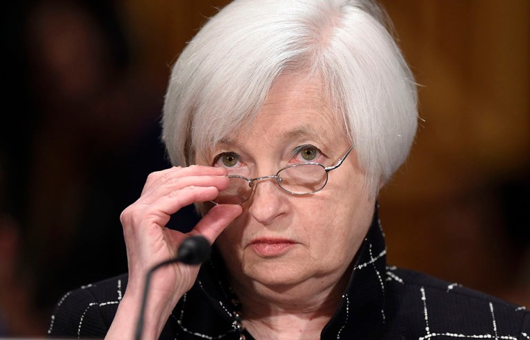 Federal Reserve Board Chair Janet Yellen testifies on Capitol Hill in Washington, Thursday, Feb. 11, 2016, before the Senate Banking Committee hearing on: 'The Semiannual Monetary Policy Report to the Congress.' (AP Photo/Susan Walsh)