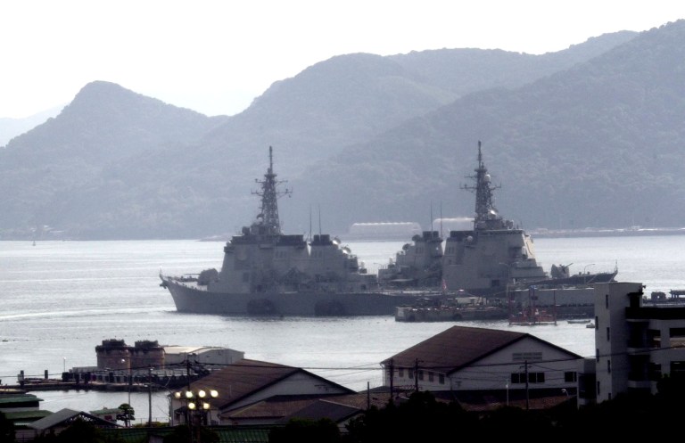 A U.S. Naval base in Sasebo, Japan, is on lockdown Thursday morning local time after reports of gunshots. (AP Photo/Katsumi Kasahara, File)