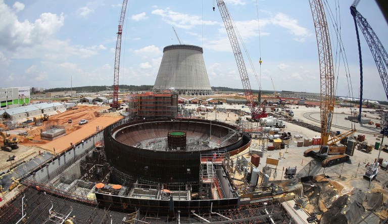This June 13, 2014 photo, shows construction on a new nuclear reactor at Plant Vogtle power plant in Waynesboro, Ga. The Nuclear Regulatory Commission on Wednesday says Southern Nuclear Co. staff signed off on inspections of equipment and conditions at Plant Vogtle in Georgia that never happened. Southern committed the violations from August to October 2016. (AP Photo/John Bazemore, File)
