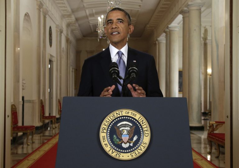 President Obama addresses the nation in a live televised speech from the East Room of the White House on Tuesday. (AP/Evan Vucci)