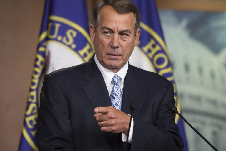John Boehner used his weekly Capitol press briefing to hit Obama on his frequent executive actions, saying they amount to a violation of his oath of office to 