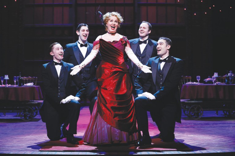 Courtesy of Carol Rosegg
Nancy Opel as Dolly Levi with (at left) JP Qualters, Harris Milgrim, (at right) Alex Puette and Kyle Vaughn in the Ford's and Signature Theatre co-production of 