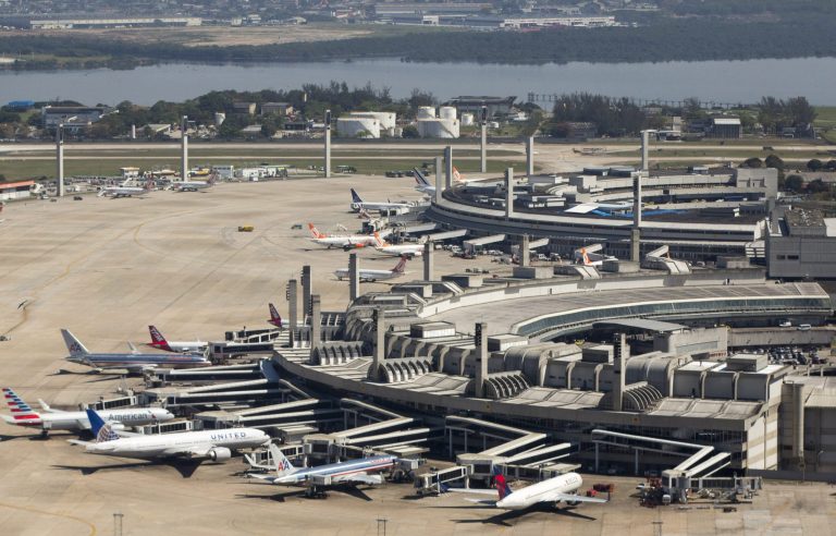 FILE - This Sept. 11, 2013 file photo released by Portal da Copa 2014 shows an aerial view of the Galeao international airport in Rio de Janeiro, Brazil. The chronic delays in airport renovations have matched stadium construction, but the Brazilian government is reassuring visitors they won't have problems on arrival. On Monday, May 19, 2014, Brazil's Civil Aviation Minister Wellington Moreira Franco said that although some of the 