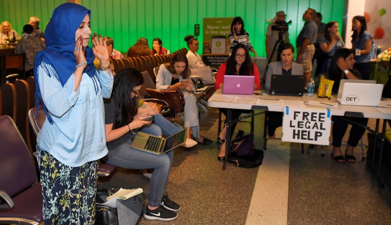 By filing a motion with the Supreme Court, the Justice Department is asking the court to clarify its June 26 motion allowing the executive order to go into effect. (AP Photo/Mark J. Terrill)